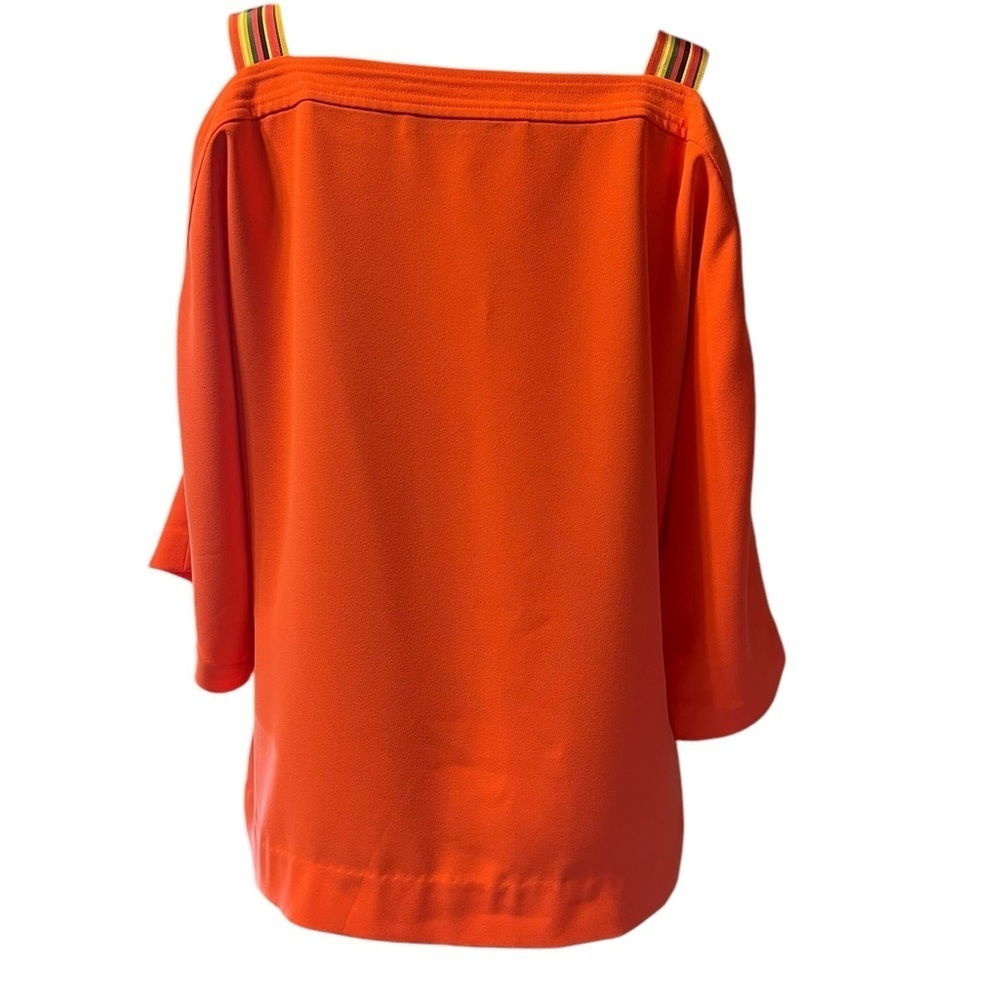 Trina Turk Cold Shoulder Blouse Size M Coral W Multicolor Strap. - Picture 5 of 9